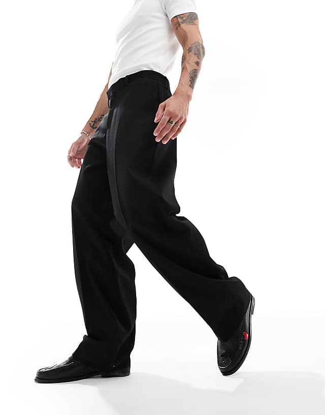 Asos ASOS DESIGN Smart Co-ord Wide Leg Suit Trouser In Black