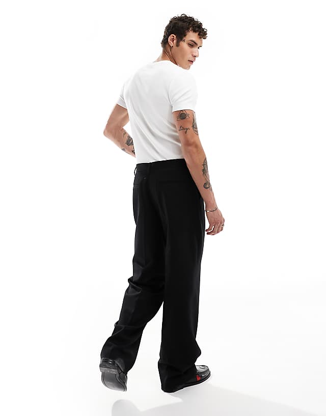 Asos ASOS DESIGN Smart Co-ord Wide Leg Suit Trouser In Black