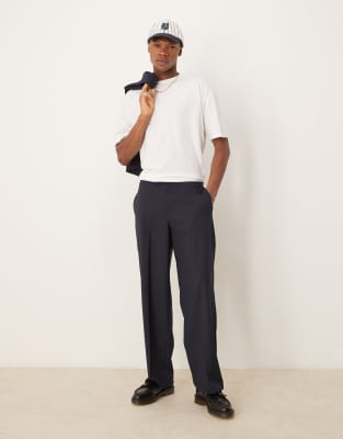 Asos ASOS DESIGN Smart Co-ord With Western Piping In Navy