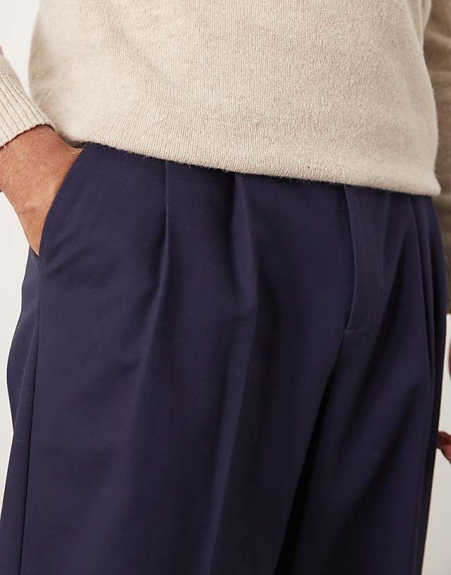 Asos ASOS DESIGN Smart Cropped Balloon Cotton Chinos In Navy
