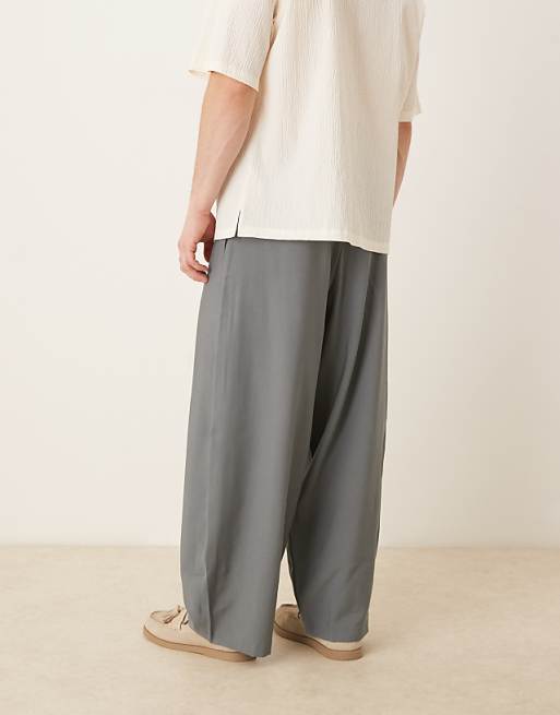 Asos ASOS DESIGN Smart Extreme Tapered Trousers With Front Pleats In Grey