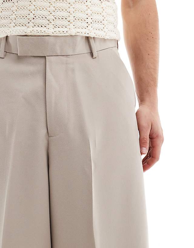 Asos ASOS DESIGN Smart Extreme Wide Leg Trousers In Stone