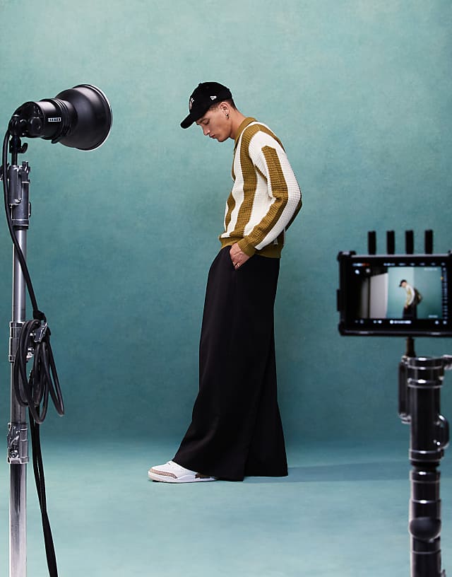asos ASOS DESIGN smart extreme wide leg trousers with front pleat in black