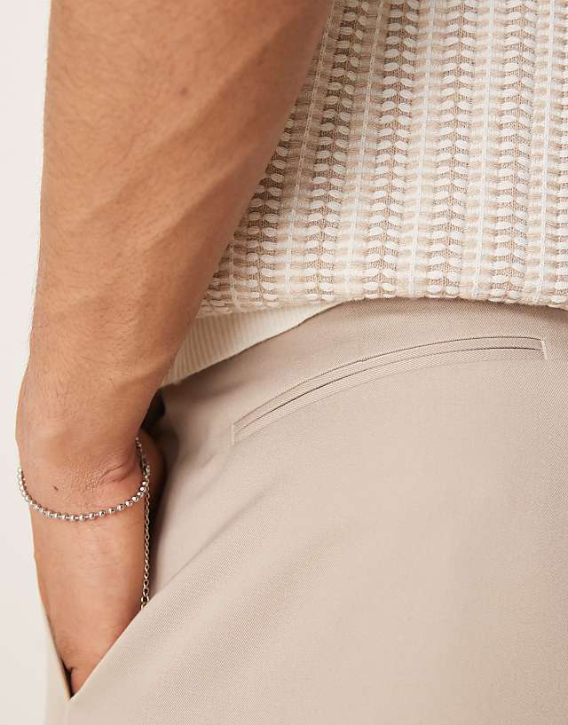 Asos ASOS DESIGN Smart Extreme Wide Leg Trousers With Front Pleat In Stone