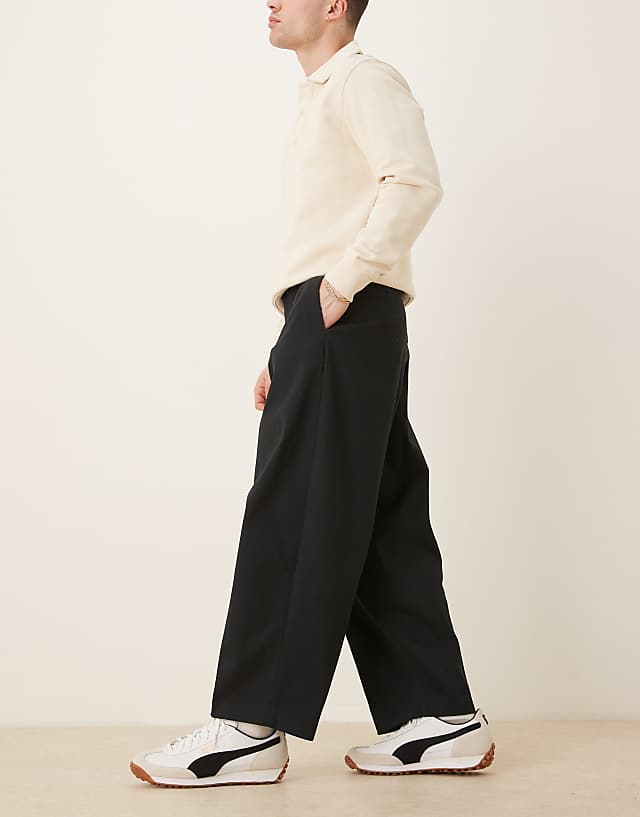 Asos ASOS DESIGN Smart Extreme Wide Tapered Trousers In Black
