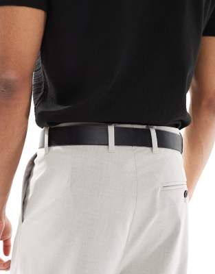 Asos ASOS DESIGN Smart Faux Leather Belt With Silver Buckle In Black