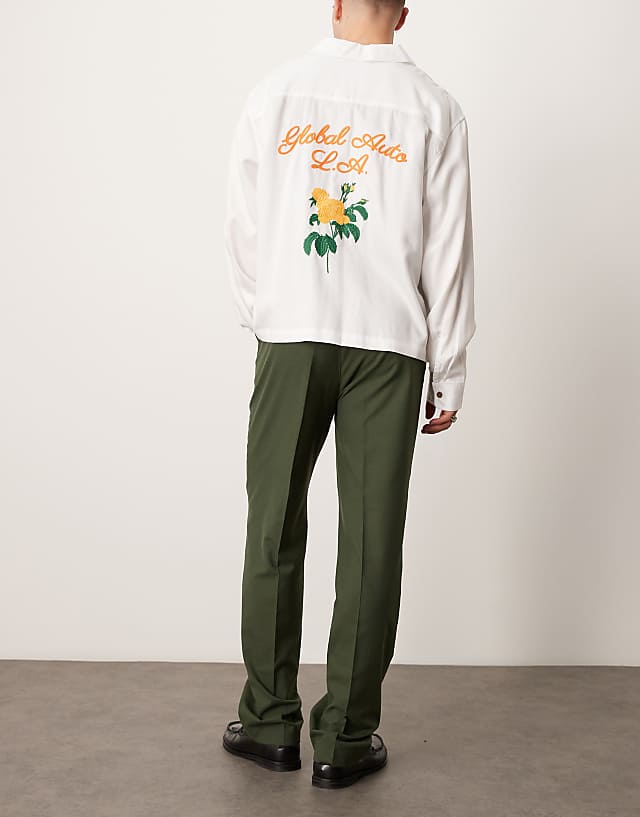 Asos ASOS DESIGN Smart High Waist Straight Leg Trousers With Pintucks In Dark Green