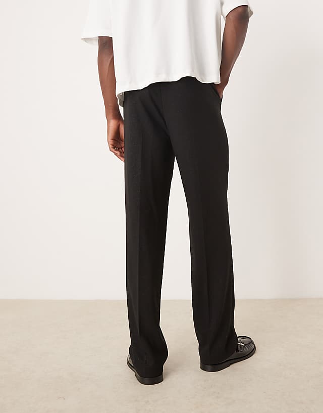 Asos ASOS DESIGN Smart High Waist Straight Leg Trousers In Black Shimmer