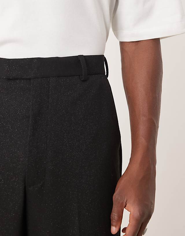 Asos ASOS DESIGN Smart High Waist Straight Leg Trousers In Black Shimmer