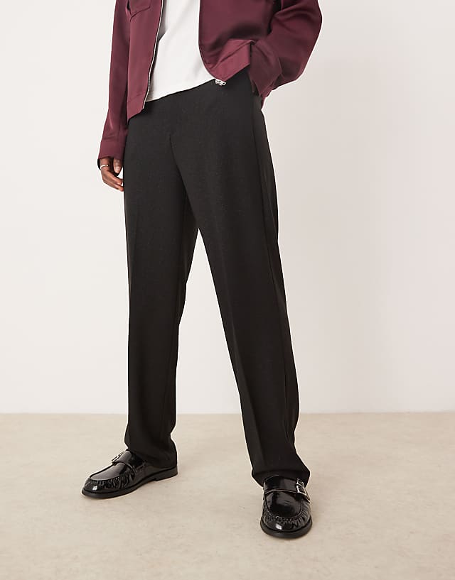 Asos ASOS DESIGN Smart High Waist Straight Leg Trousers In Black Shimmer