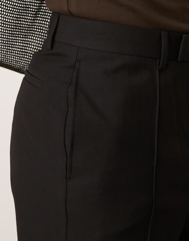 Asos ASOS DESIGN Smart High Waist Straight Leg Trousers With Pintucks In Black