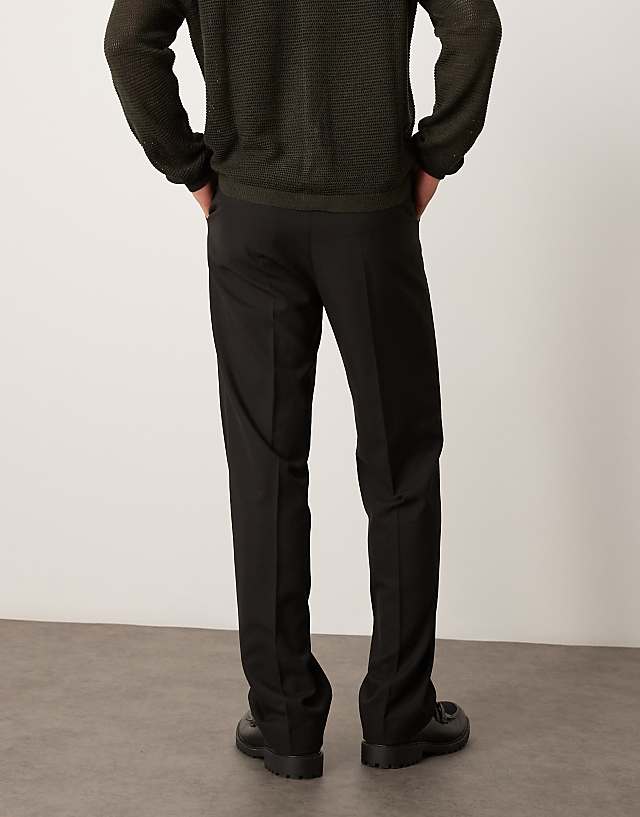 Asos ASOS DESIGN Smart High Waist Straight Leg Trousers With Pintucks In Black