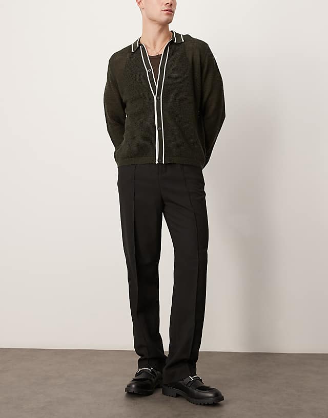 asos ASOS DESIGN smart high waist straight leg trousers with pintucks in black