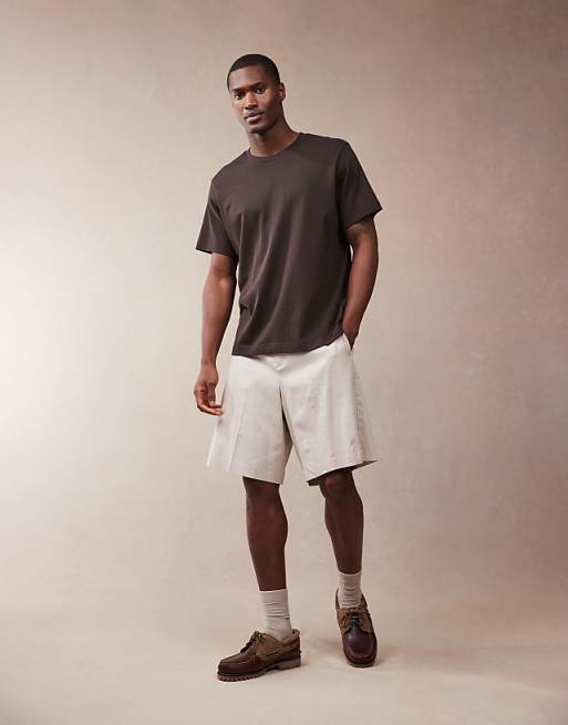 Asos ASOS DESIGN Smart Linen Blend Bermuda Shorts In Stone