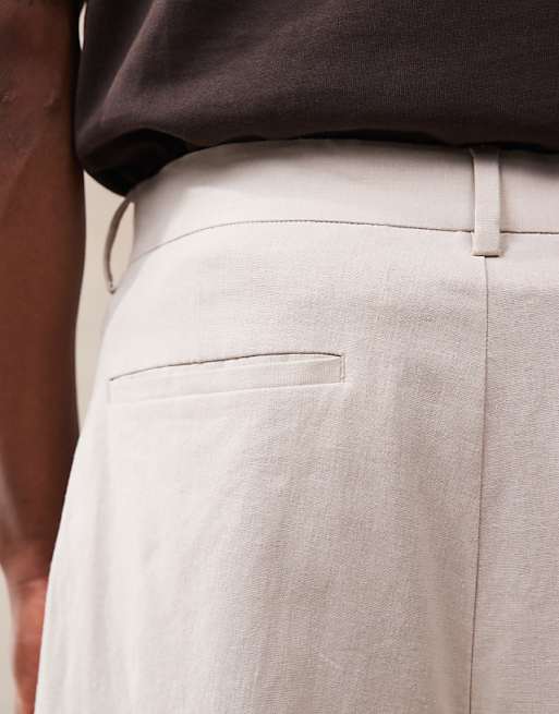 Asos ASOS DESIGN Smart Linen Blend Bermuda Shorts In Stone