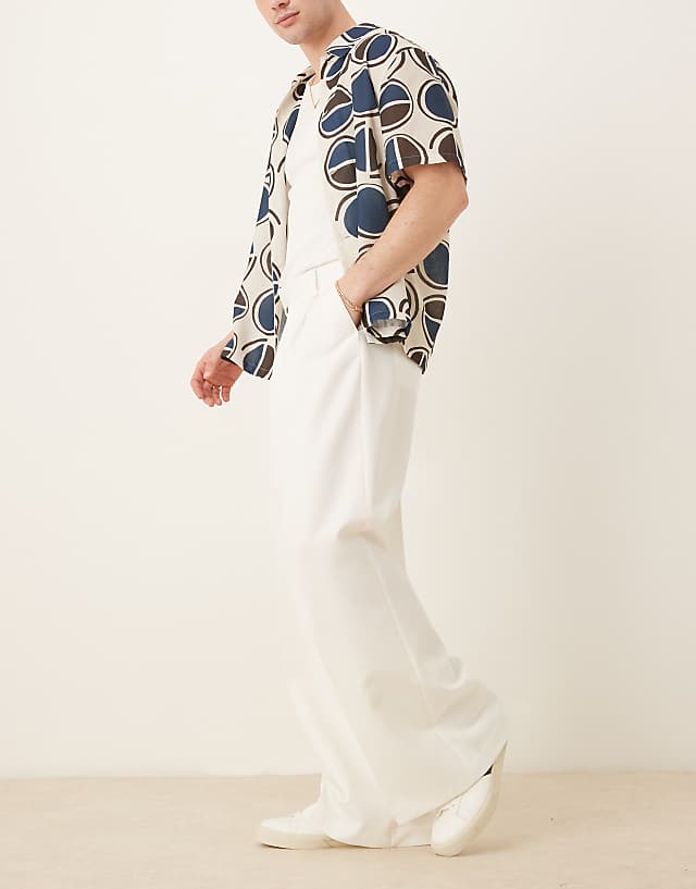 asos ASOS DESIGN smart loose fit trousers with front pleats in white