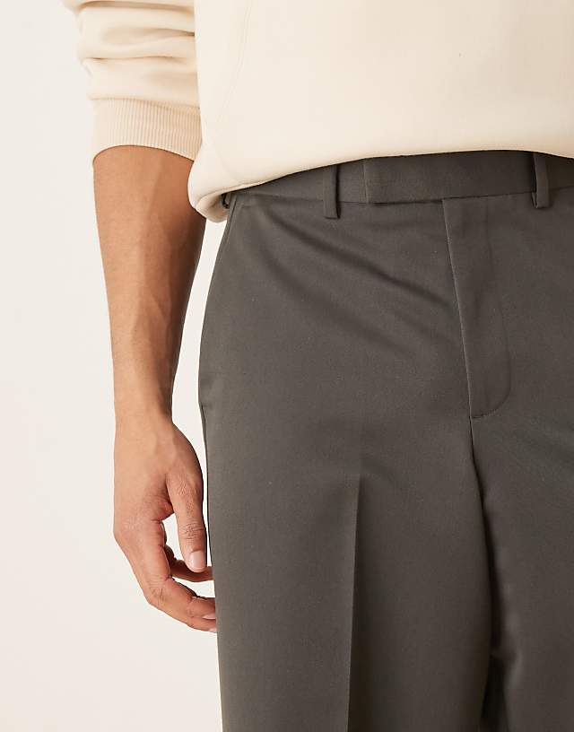 Asos ASOS DESIGN Smart Loose Leg Trousers In Charcoal