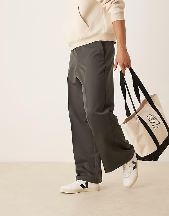 asos ASOS DESIGN smart loose leg trousers in charcoal