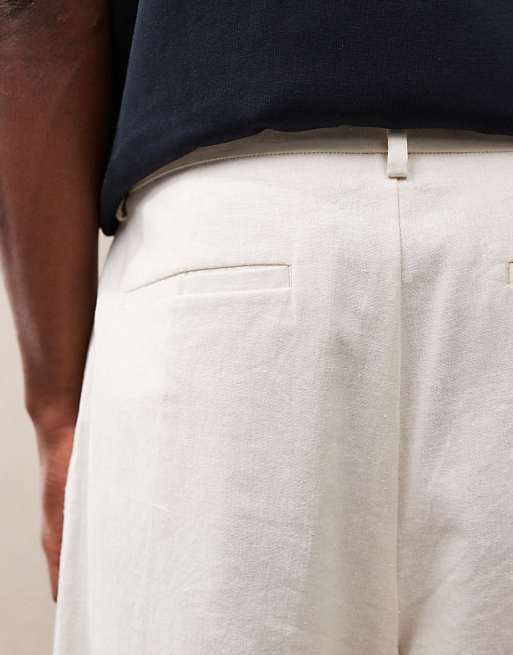 Asos ASOS DESIGN Smart Oversized Bermuda Linen Blend Shorts In Ecru