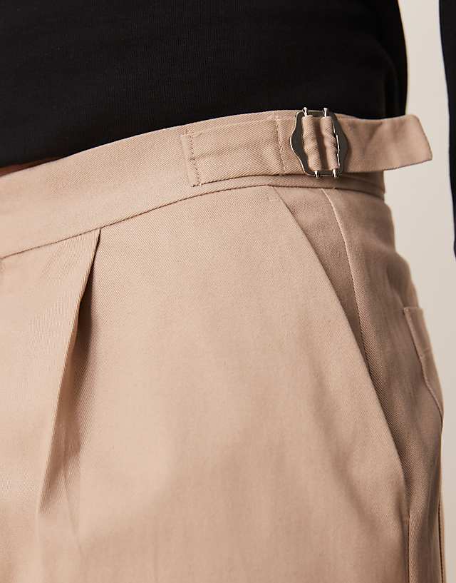 Asos ASOS DESIGN Smart Oversized Tapered 100% Cotton Chino Trousers With Side Adjusters In Light Stone