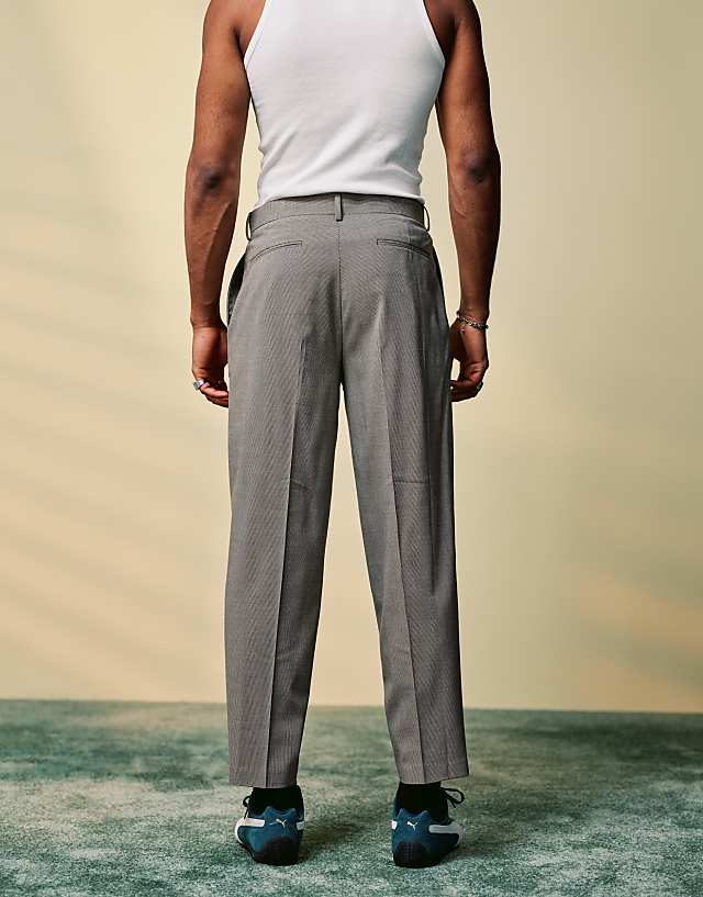 Asos ASOS DESIGN Smart Oversized Tapered Microtexture Trousers In Stone