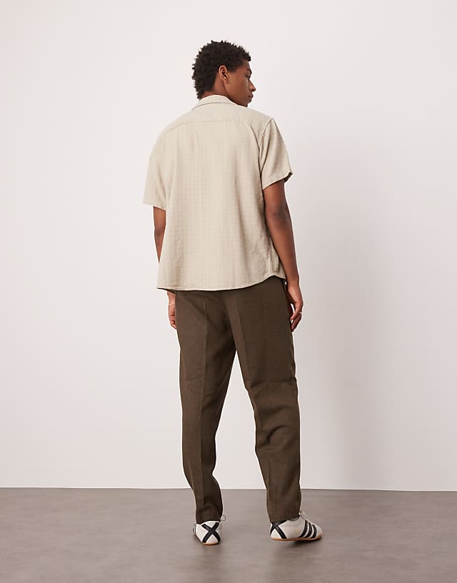 Asos ASOS DESIGN Smart Oversized Tapered Pleated Trousers In Brown With Wool Twill