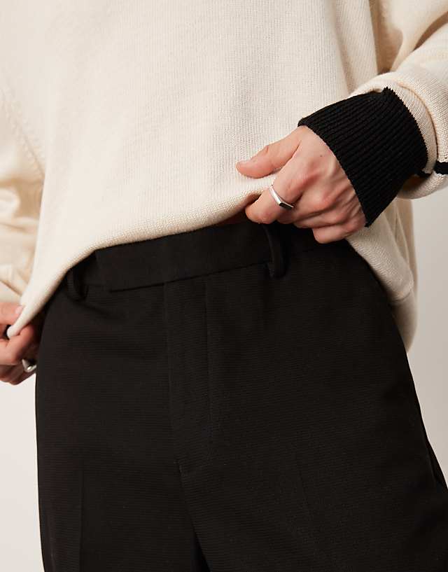 Asos ASOS DESIGN Smart Oversized Tapered Textured Trousers In Black