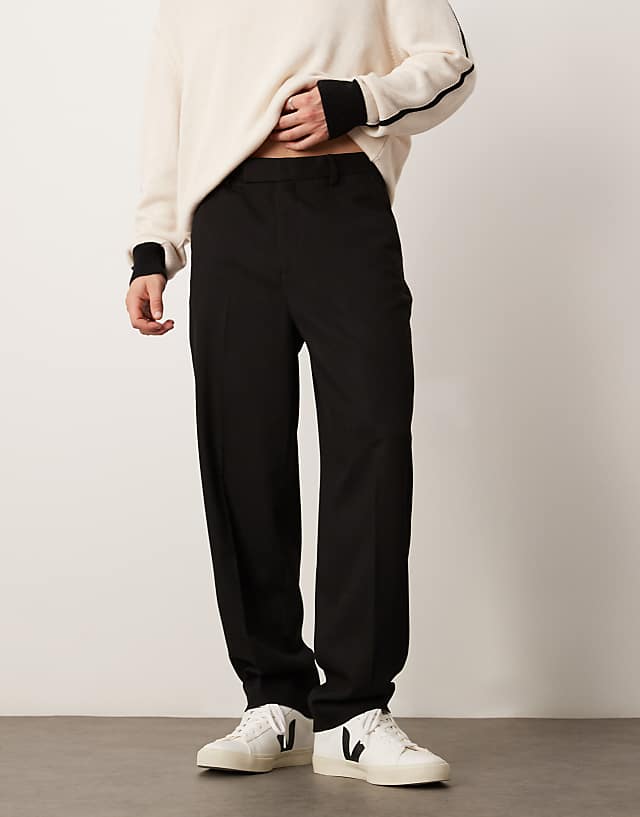Asos ASOS DESIGN Smart Oversized Tapered Textured Trousers In Black