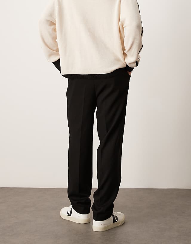 Asos ASOS DESIGN Smart Oversized Tapered Textured Trousers In Black