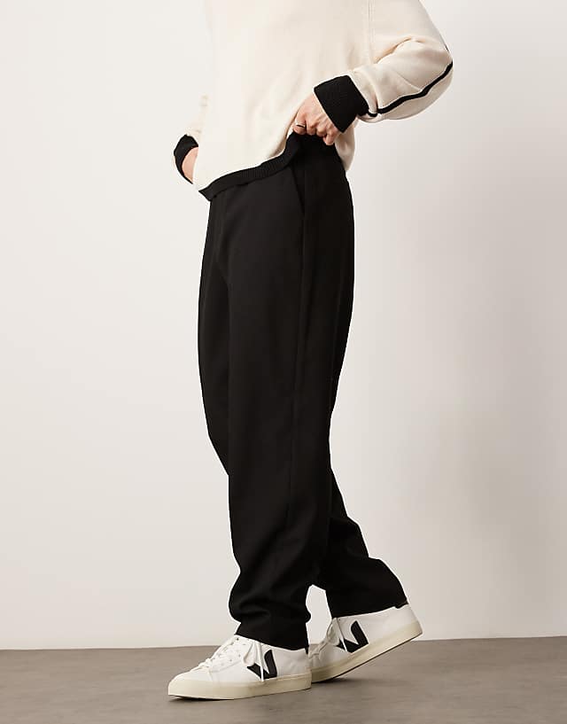 asos ASOS DESIGN smart oversized tapered textured trousers in black
