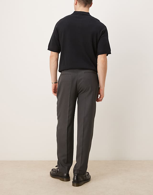 Asos ASOS DESIGN Smart Oversized Tapered Trousers In Black Micro Texture