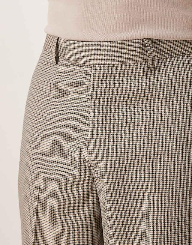 Asos ASOS DESIGN Smart Oversized Tapered Trousers In Brown Microcheck