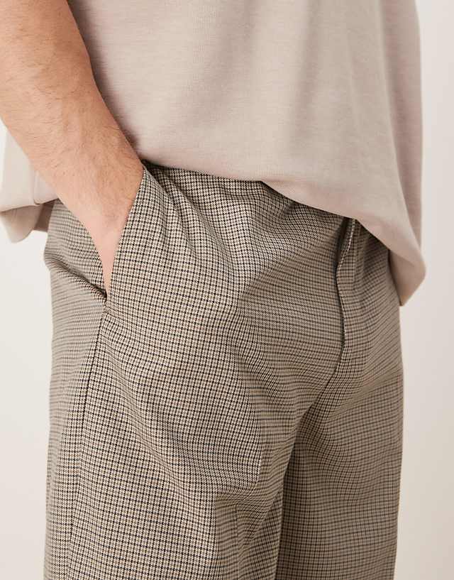 Asos ASOS DESIGN Smart Oversized Tapered Trousers In Brown Microcheck
