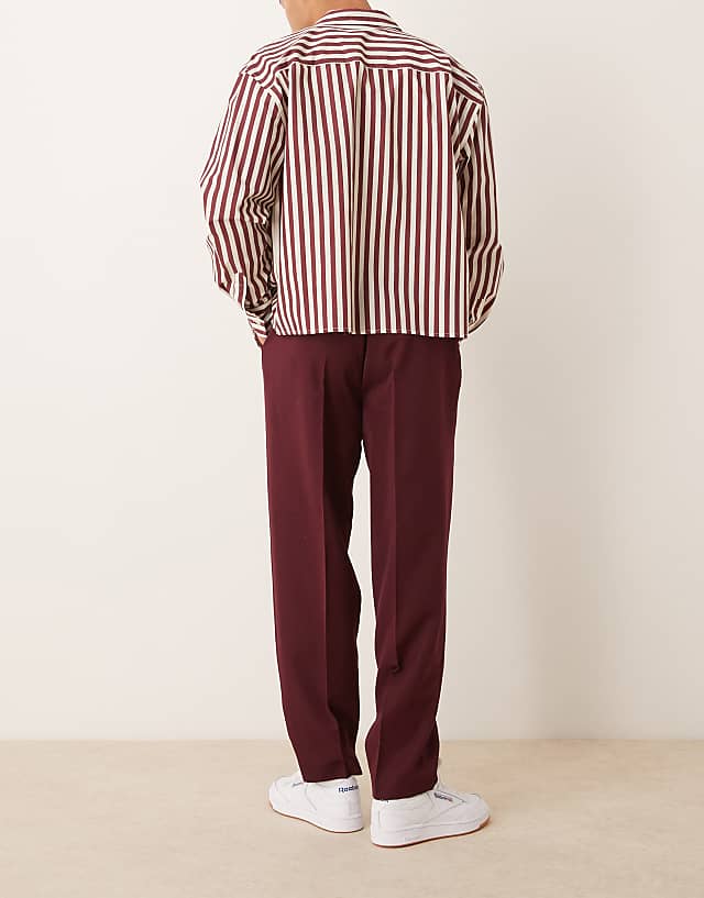 Asos ASOS DESIGN Smart Oversized Tapered Trousers In Burgundy