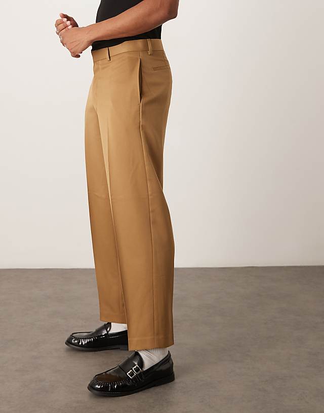 Asos ASOS DESIGN Smart Oversized Tapered Trousers In Camel