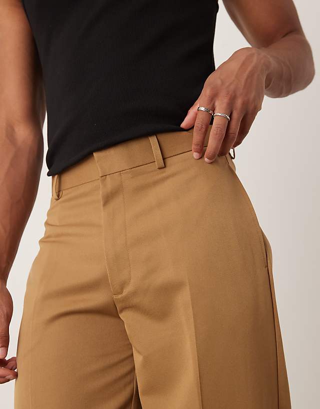 Asos ASOS DESIGN Smart Oversized Tapered Trousers In Camel