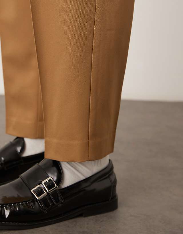 Asos ASOS DESIGN Smart Oversized Tapered Trousers In Camel