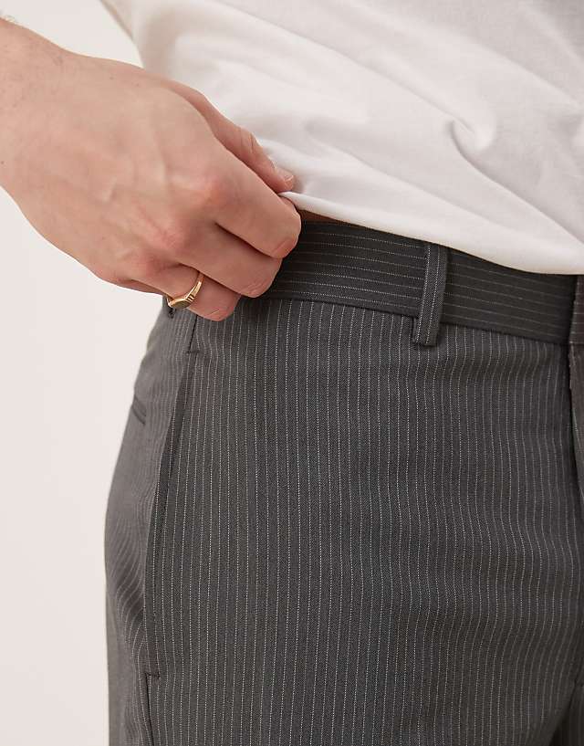 Asos ASOS DESIGN Smart Oversized Tapered Trousers In Charcoal Pinstripe