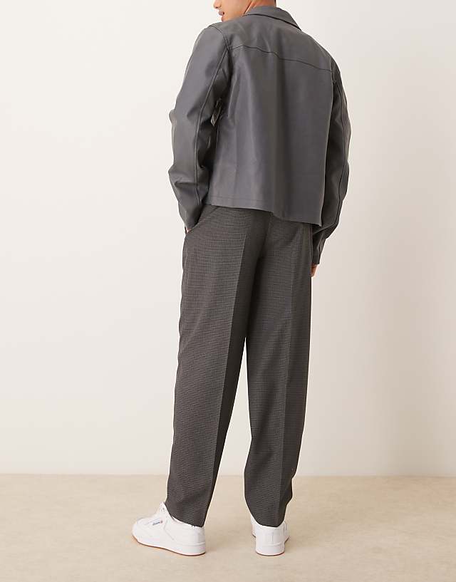 Asos ASOS DESIGN Smart Oversized Tapered Trousers In Charcoal Check
