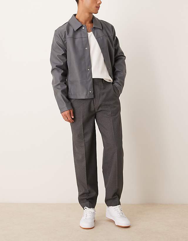 Asos ASOS DESIGN Smart Oversized Tapered Trousers In Charcoal Check