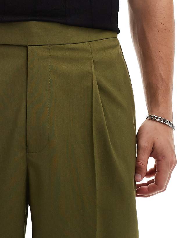 Asos ASOS DESIGN Smart Oversized Tapered Trousers In Green With Half Elasticated Waist