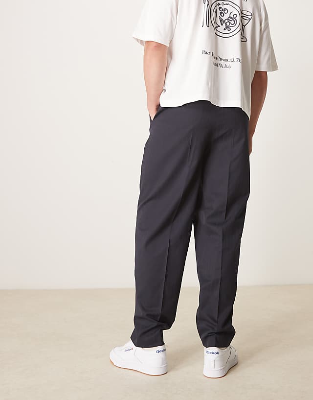 Asos ASOS DESIGN Smart Oversized Tapered Trousers In Navy Pinstripe