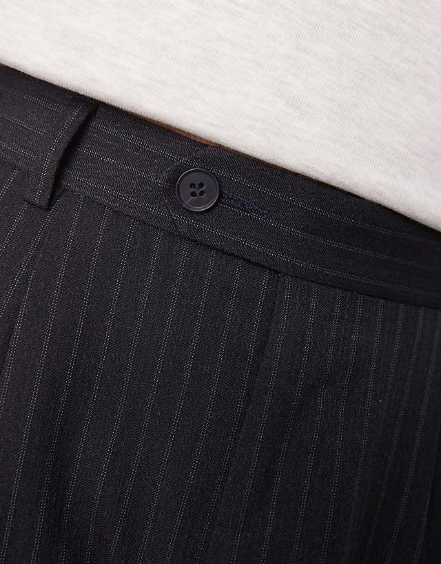 Asos ASOS DESIGN Smart Oversized Tapered Trousers In Navy Pinstripe