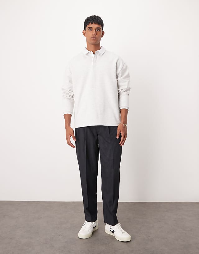 asos ASOS DESIGN smart oversized tapered trousers in navy pinstripe