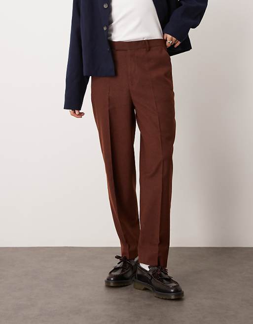 Asos ASOS DESIGN Smart Oversized Tapered Trousers In Rust Speckled Wool Mix