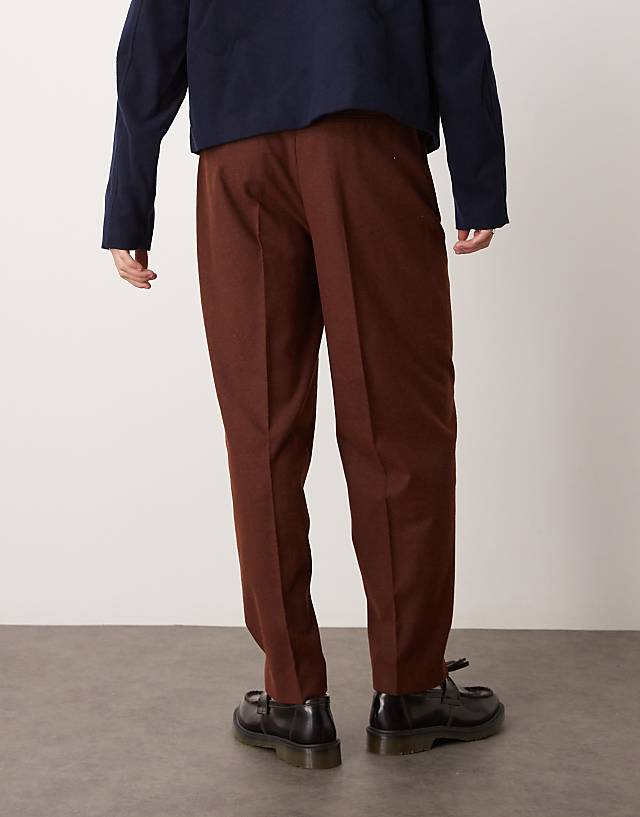 Asos ASOS DESIGN Smart Oversized Tapered Trousers In Rust Speckled Wool Mix
