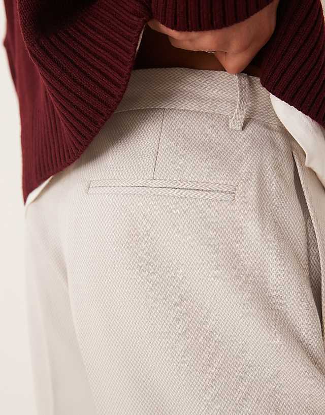 Asos ASOS DESIGN Smart Oversized Tapered Trousers In Stone Micro Texture