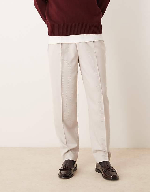 asos ASOS DESIGN smart oversized tapered trousers in stone micro texture