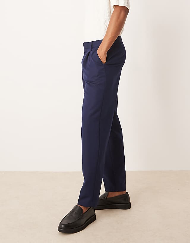 Asos ASOS DESIGN Smart Oversized Tapered Trousers Navy