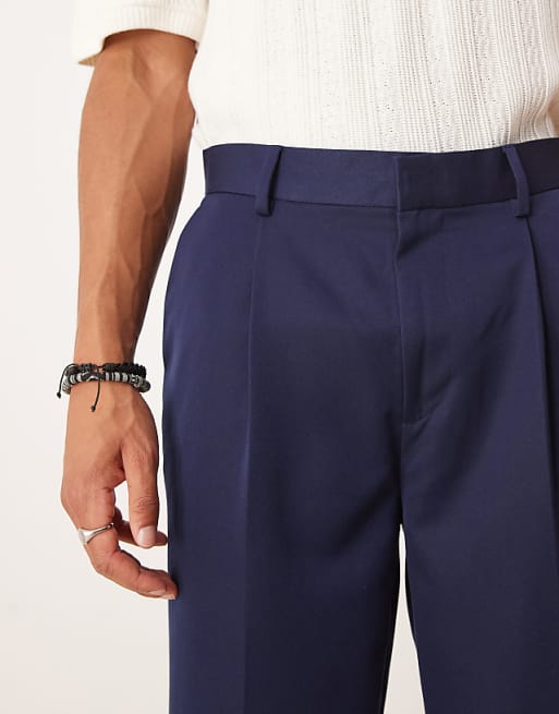 Asos ASOS DESIGN Smart Oversized Tapered Trousers Navy